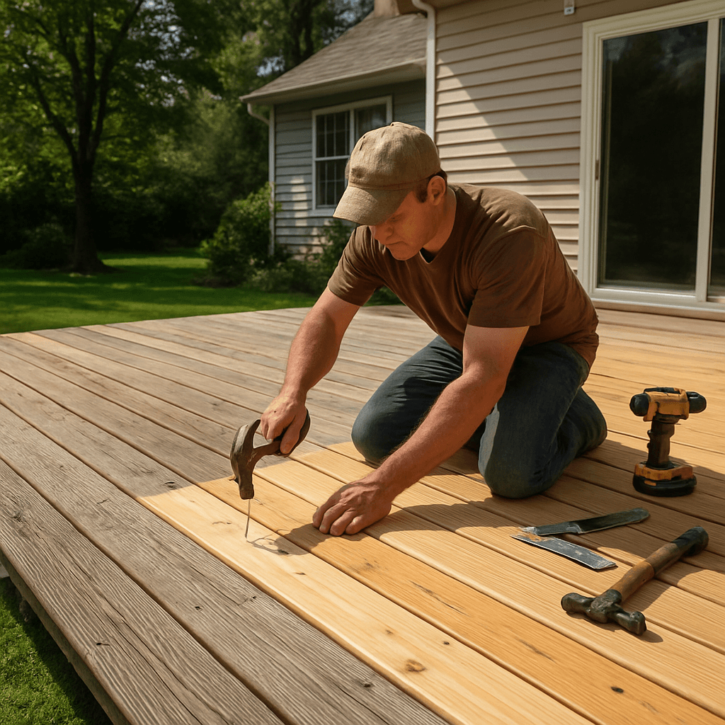 Professional deck repair in Annandale MN - Finesse Carpentry replacing deck boards