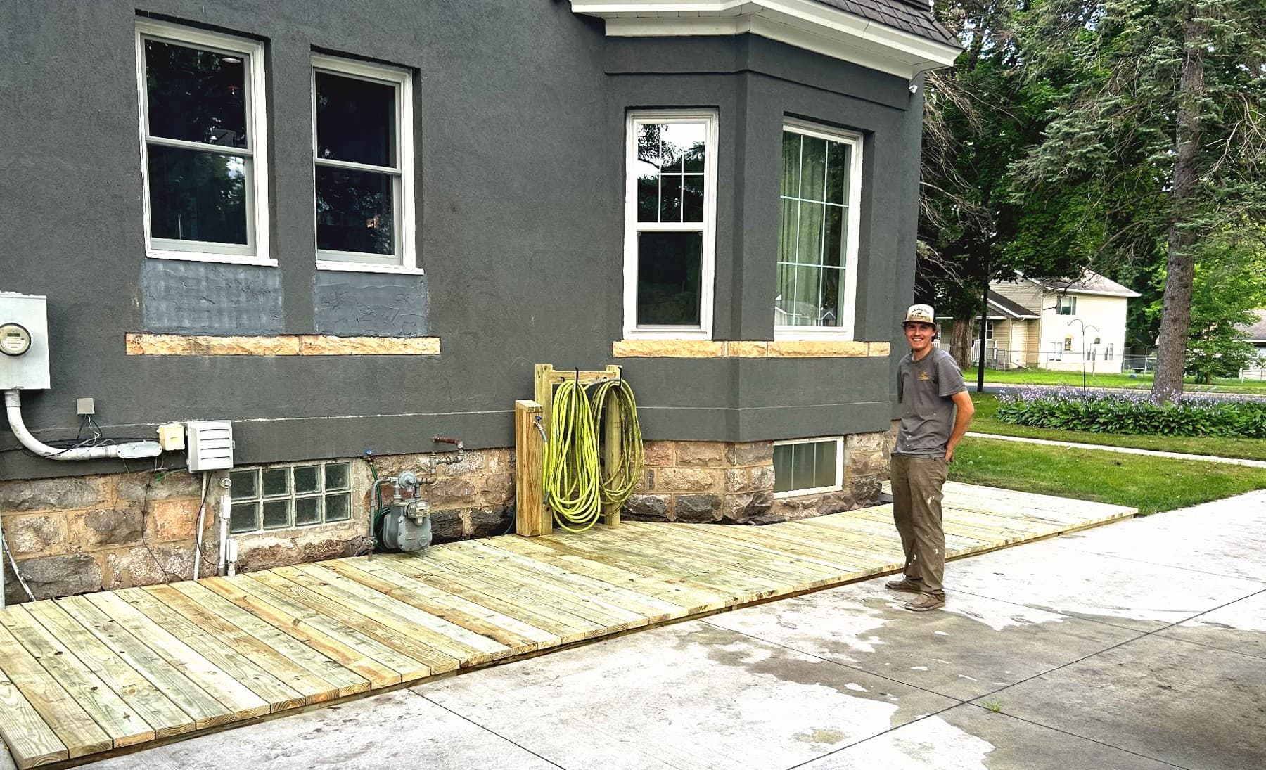 Professional pressure-treated deck with stone foundation - Custom deck builder in Kimball, Dassel, Cokato MN