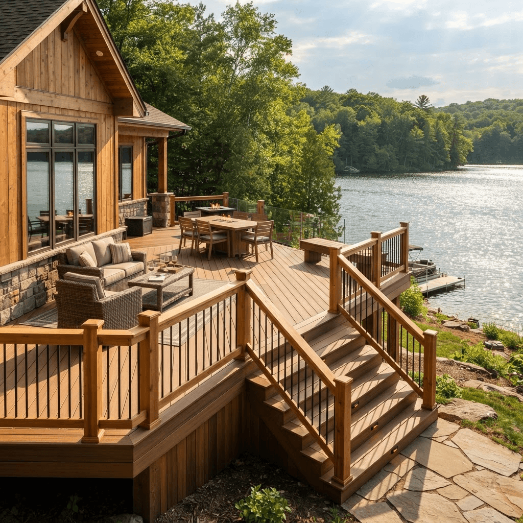 Finished new deck replacement on a Lake Sylvia area home by Finesse Carpentry
