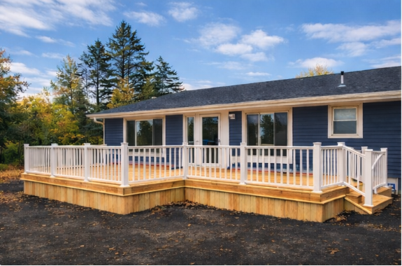 Spacious wrap-around deck with stairs